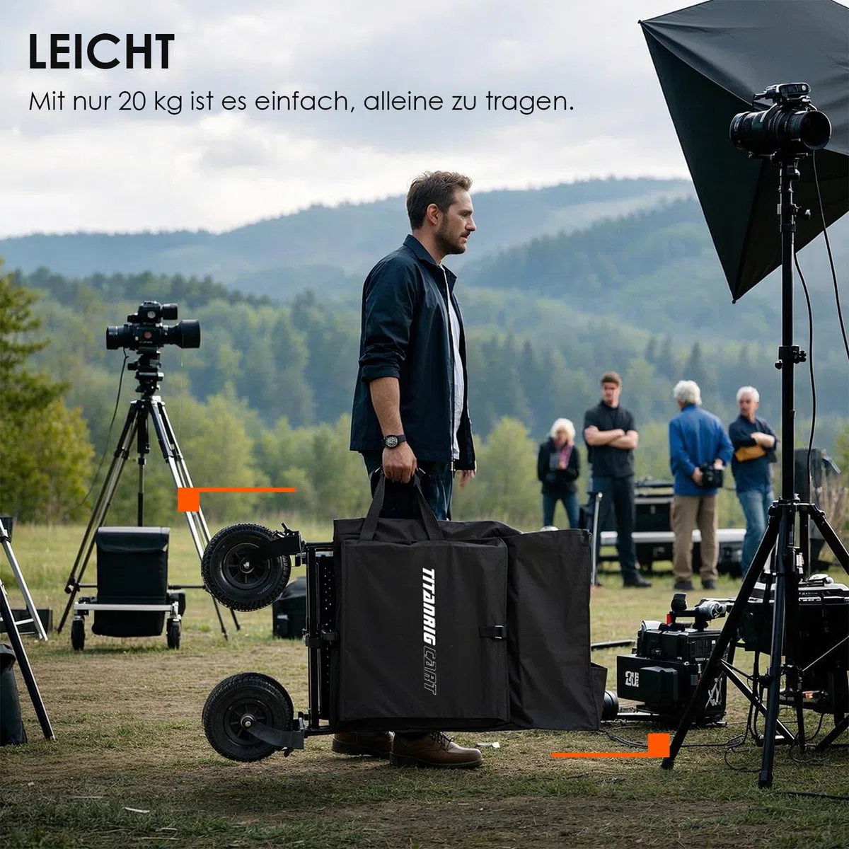 TARION Faltbarer Kamerawagen Filmwagen Fotowagen– Robuster Kamera Rollwagen mit Schwenkrädern, Hohe Tragkraft für Film, Studio & Bühne – Profi Videowagen für Fotografen & Filmemacher Titanrig Cart