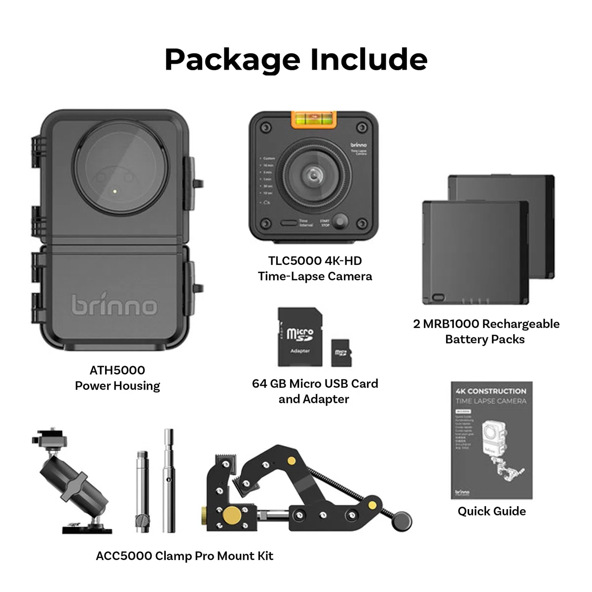 Brinno BCC5000 4K WiFi Zeitraffer-Kamera-Bundle - Fortschrittlicher Bildsensor, HDR, IP65-Gehäuse, mobile App, 6 Monate Akkulaufzeit mit erweiterten Steckplätzen, Bluetooth, Konstruktionssystem