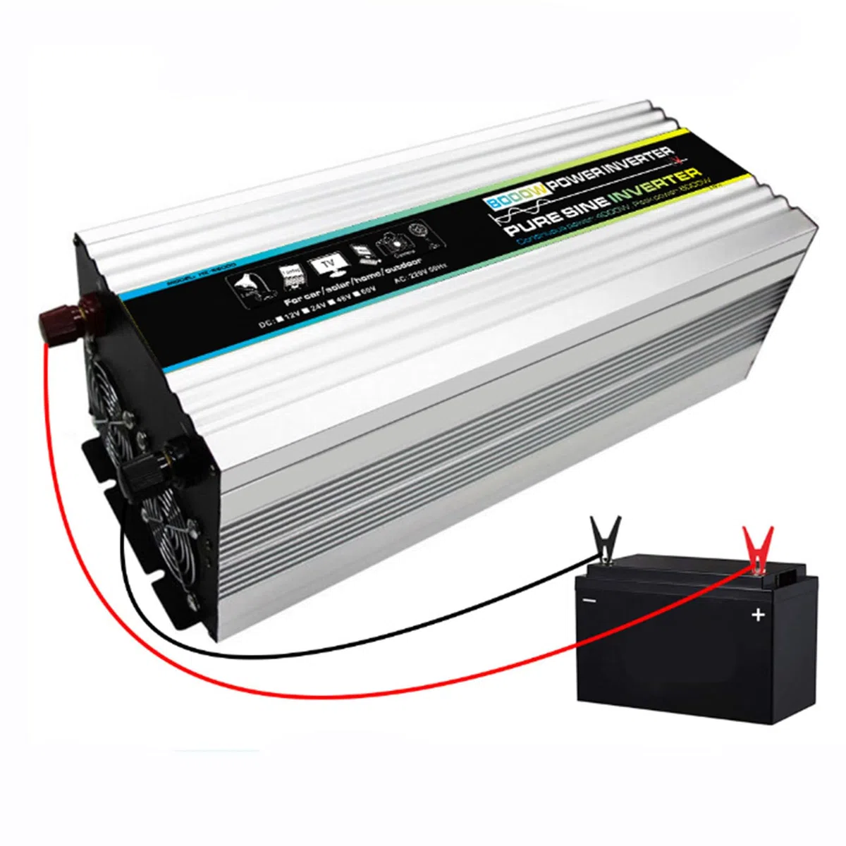 4000W Auto-Wechselrichter mit Zwei digitalen Display tragbarer Konverter 12 V 24 V 48 V 60 V auf 220 V Solar-Wechselrichter geeignet für Urlaub, Camping und Geschäftsreise