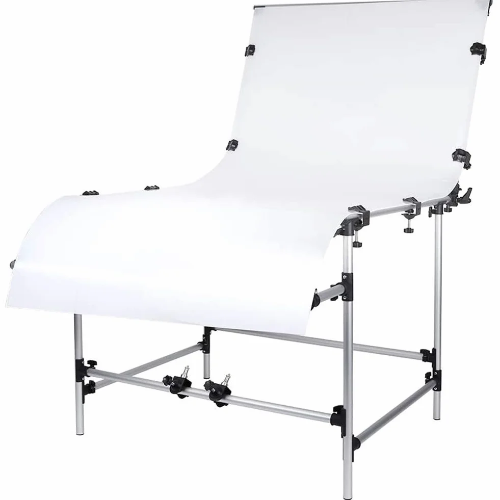 Großer Studio-Schießtisch, Stillleben, Produktdisplay, Schießtisch, Klemme, 100 x 200 cm, verstellbarer Fotografie-Hintergrund, robuster Schießtisch, für Foto-Video-Fotografie, Produktwerbung