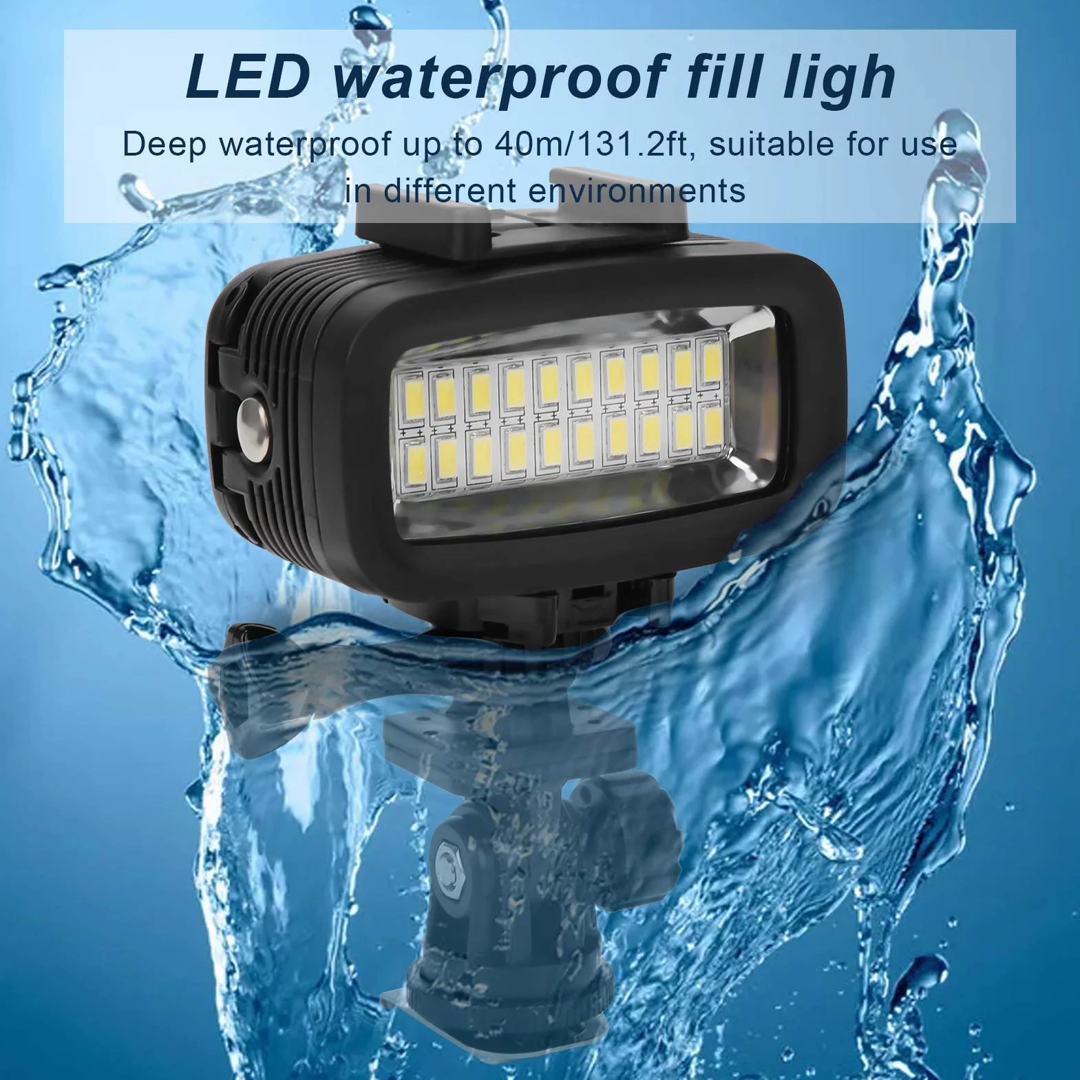 PUSOKEI 7 Zoll LED-Lichtleiste - 40 M Unterwasserlichter Tauchlicht, Wasserdichtes LED-Fülllicht, Wasserdichtes LED-Videolicht 5500 K für Unterwasseraufnahmen, Unterhaltung Usw