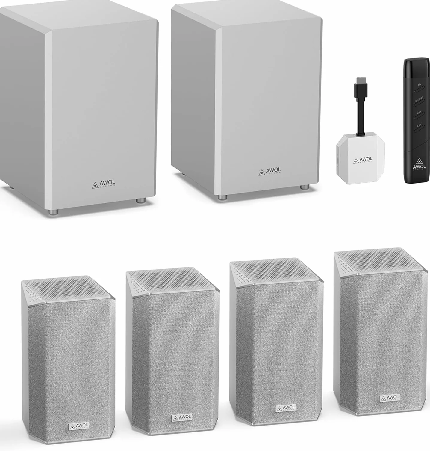 AWOL VISION ThunderBeat 4.2.2 All-Wireless Home Theater Sound System, Surround-Sound-System mit Dual-120W-Subwoofern und nach Oben gerichteten Lautsprechern, Dolby Atmos DTS Unterstützung