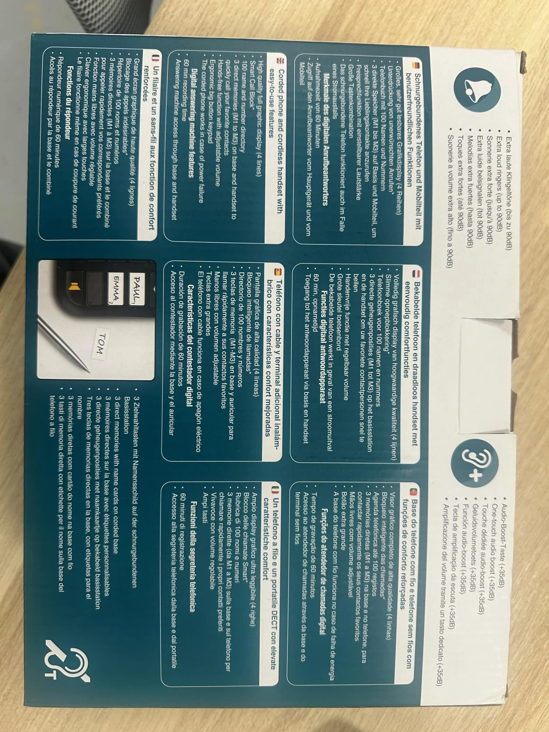 Amplicomms BigTel 1580 Combo DECT Großtasten Telefon, Anrufbeantworter, zusätzliches Mobilteil, Audio-Boost, extra Laute Klingeltöne, Hörgerätekompatibel, Schwarz