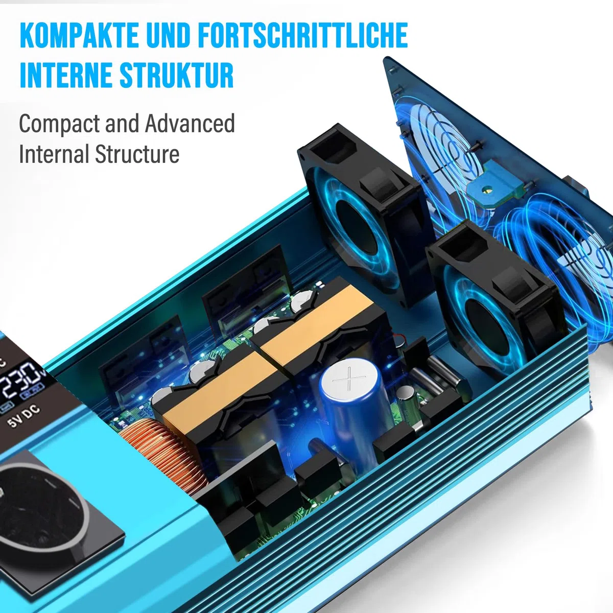Yinleader 2600W /5200W Wechselrichter 24V auf 230V Reiner Sinus Spannungswandler mit LCD-Display, 3 Steckdosen & 4 USB, Heavy Duty Inverter für LKW, Boot