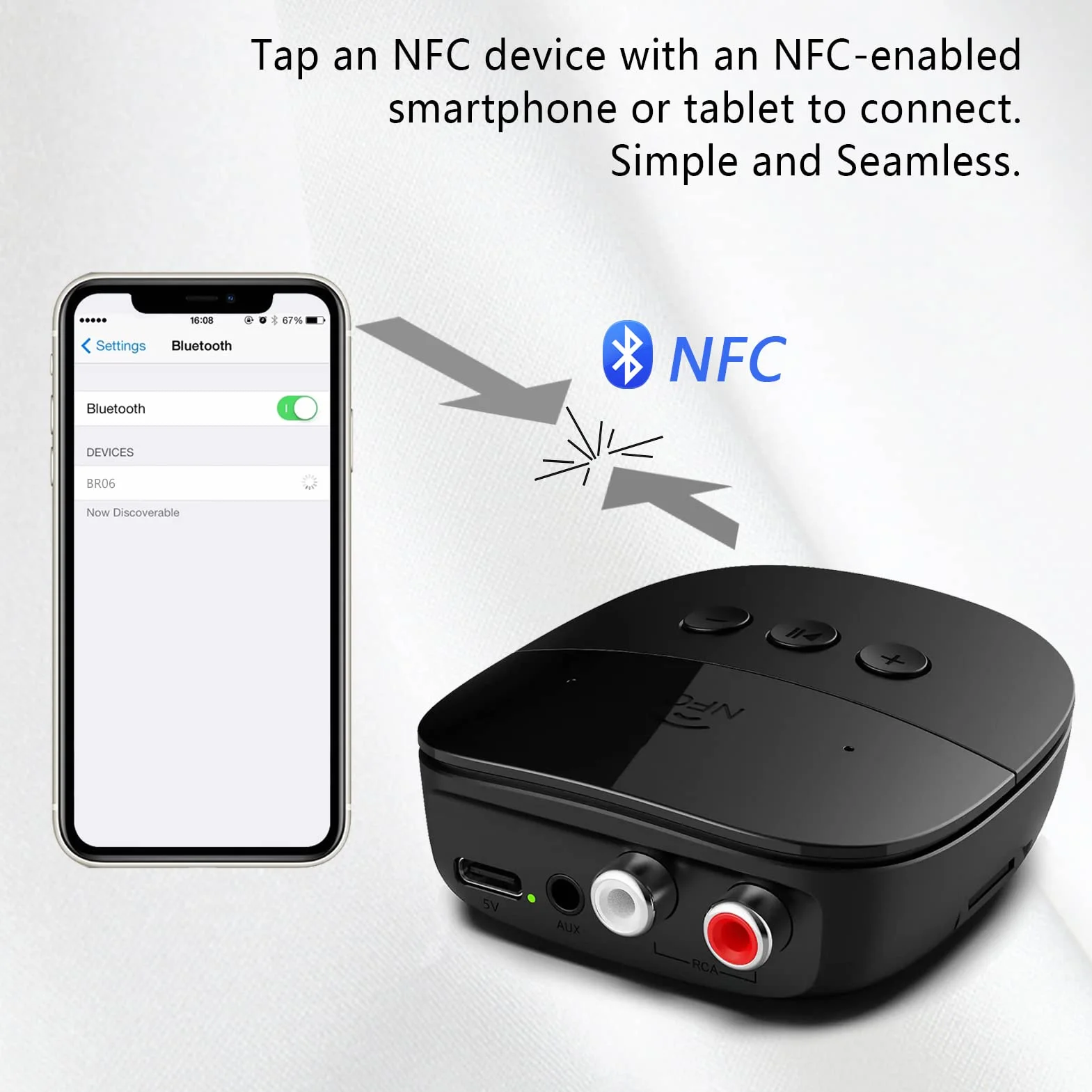 eppfun Bluetooth 5.2 Audio Adapter, Bluetooth Empfänger Receiver für Stereoanlage mit 3.5mm AUX Klinke & Cinch für Lautsprecher, Verstärker, Home Stereoanlage