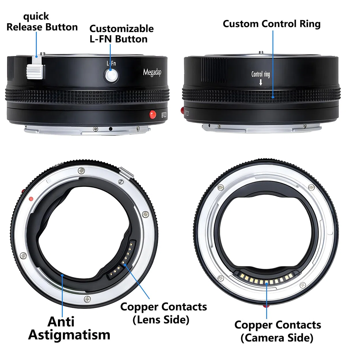 Megadap EFTZ21 Autofokus-Objektiv-Adapter mit integrierter elektronischer Blende – Kompatibel mit Nikon Z-Kameras ZR/Zf/Z6III/Z9/Z8/Z7/Z6 & für Canon/Sigma/Tamron EF-Serie-Objektive