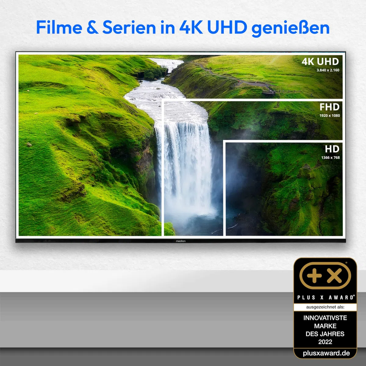 MEDION X15056 125,7 cm (50 Zoll) QLED Fernseher (Smart-TV, 4K Ultra HD, HDR, VIDAA Store, Netflix, Prime Video, Disney+, DAZN, HbbTV, PVR, Bluetooth, MD 33100)