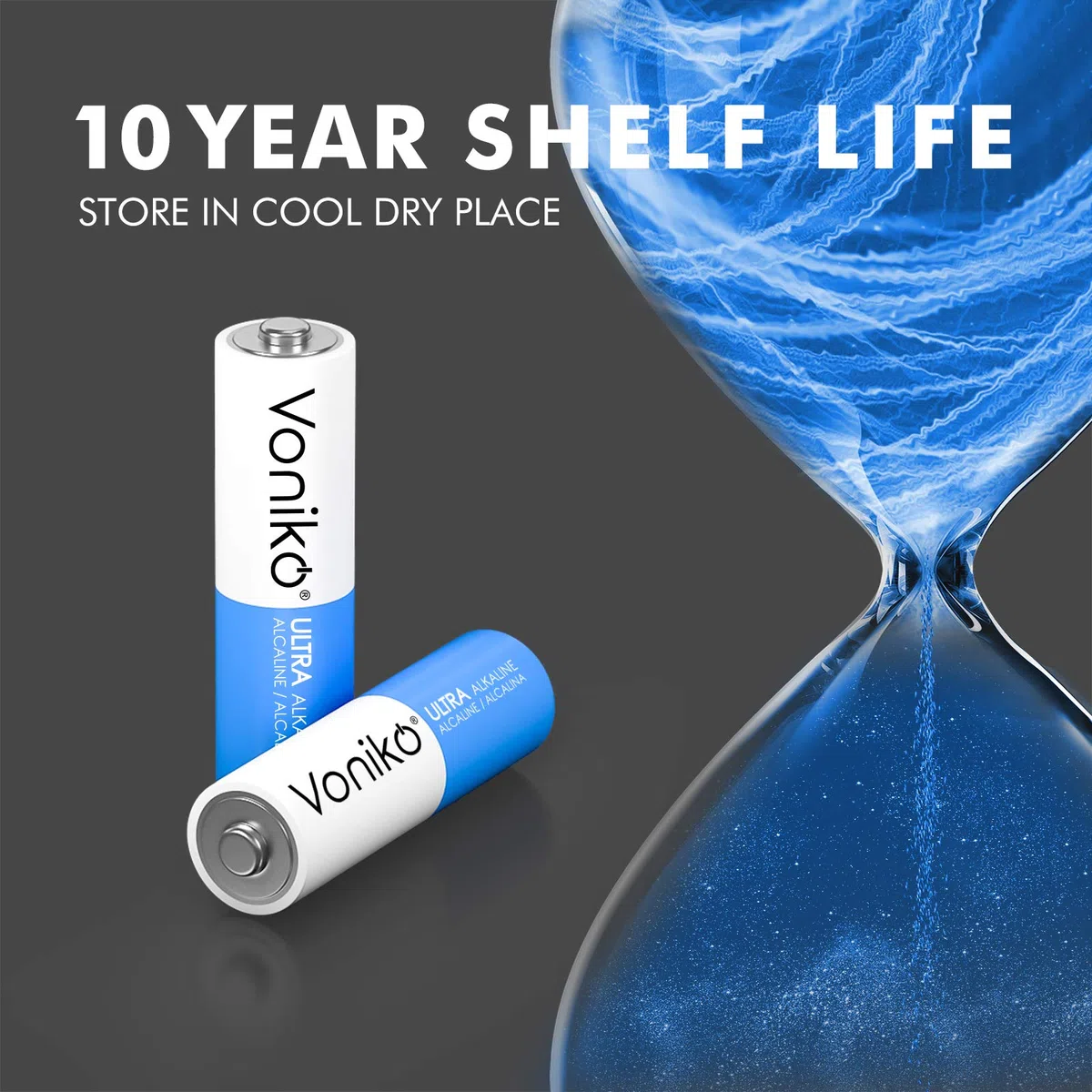 Voniko Hochwertige AA-Batterien, Alkaline-Doppel-A-Batterie, ultra-langlebig, auslaufsicher, 1,5 V Batterien, 10 Jahre Haltbarkeit, 800 Stück