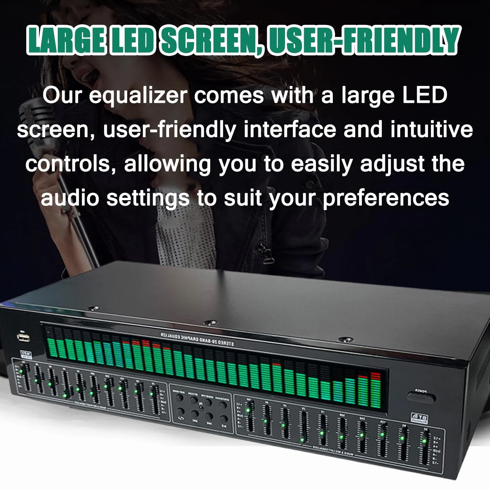 Professioneller Grafischer Equalizer HiFi, 31-Band-Digital-Equalizer, Bluetooth 5.4 Optische Koaxiale Digitale Audio-Decodierung, Doppelte 10-Band-unabhängige Abstimmung, Für Zuhause, Studio