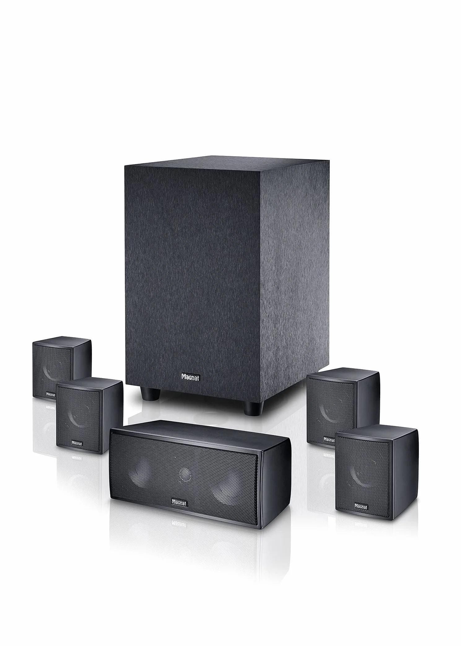 Cinema Star 5.1 - Subwoofer-Satellitensystem mit aktivem Subwoofer, Farbe:Schwarz