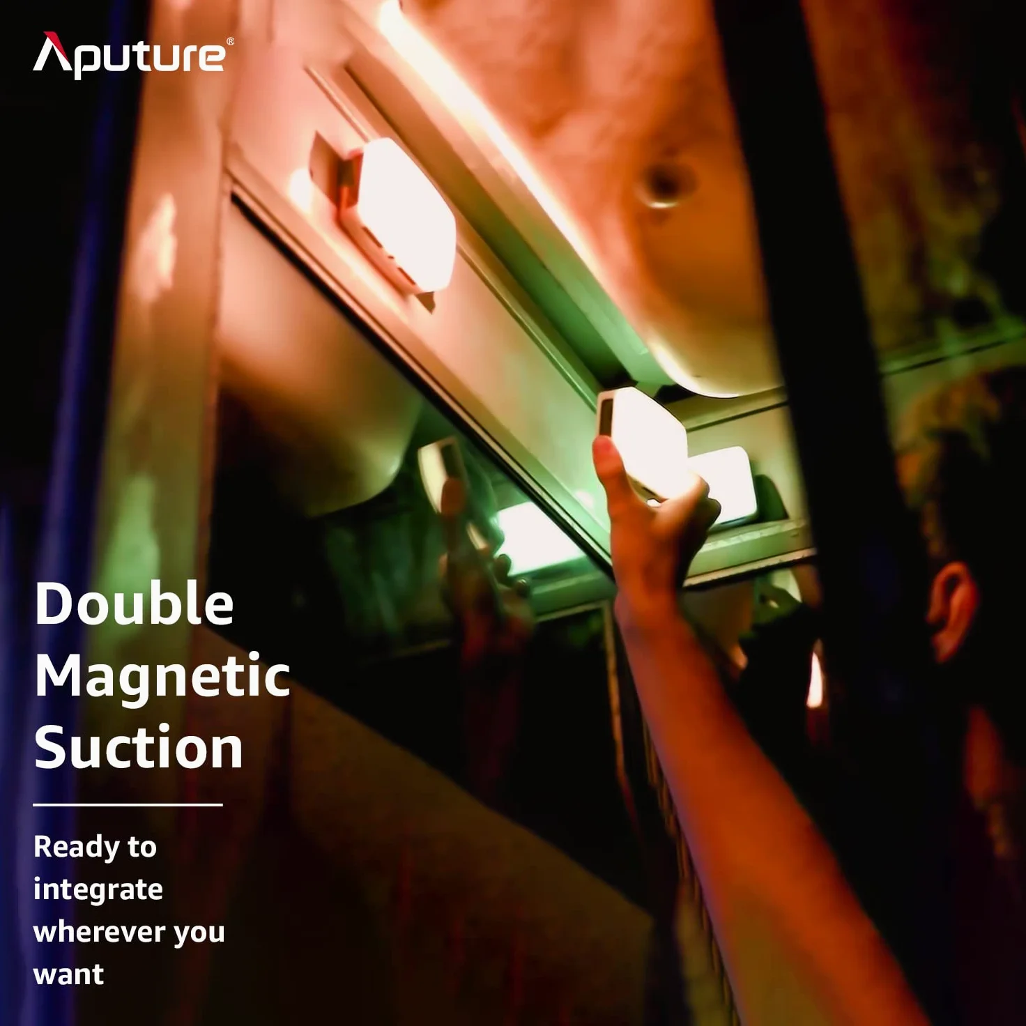Aputure MC RGB LED-Kameraleuchte 3200-6500K, Kreatives Randlicht für Fotografie, Video & Filmemacher, Key-Light für Nahaufnahmen, Leichtgewicht für Reisen, Unterstützt App-Steuerung & Qi-Ladung