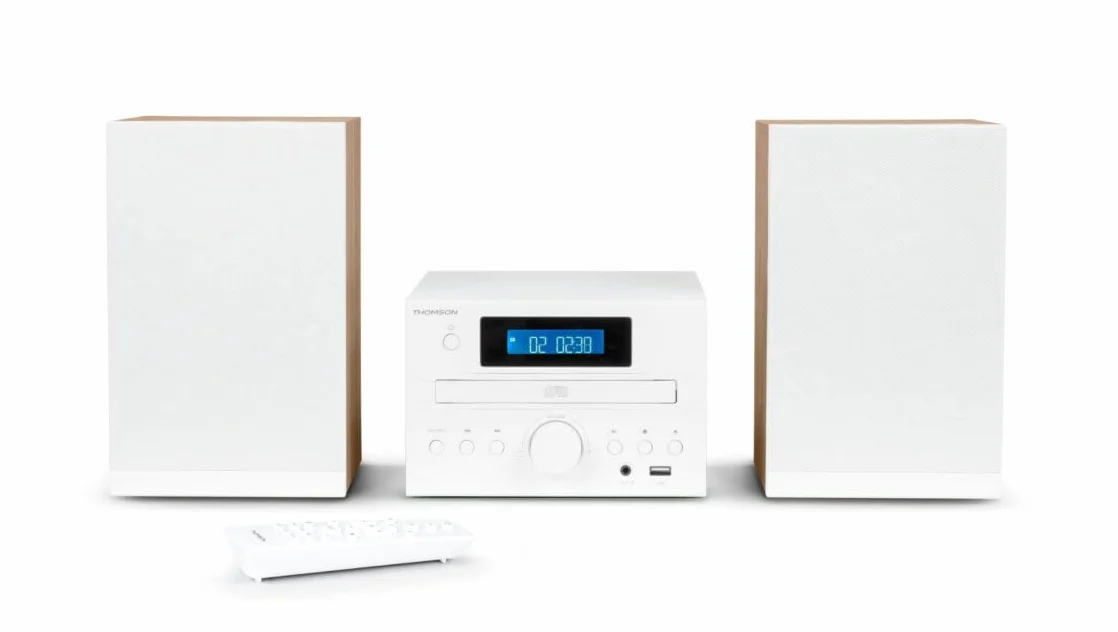 Microsystem - THOMSON - COSY MIC121BT - CD-Player, Bluetooth, UKW-Radio, MP3, USB - Holz und Weiß