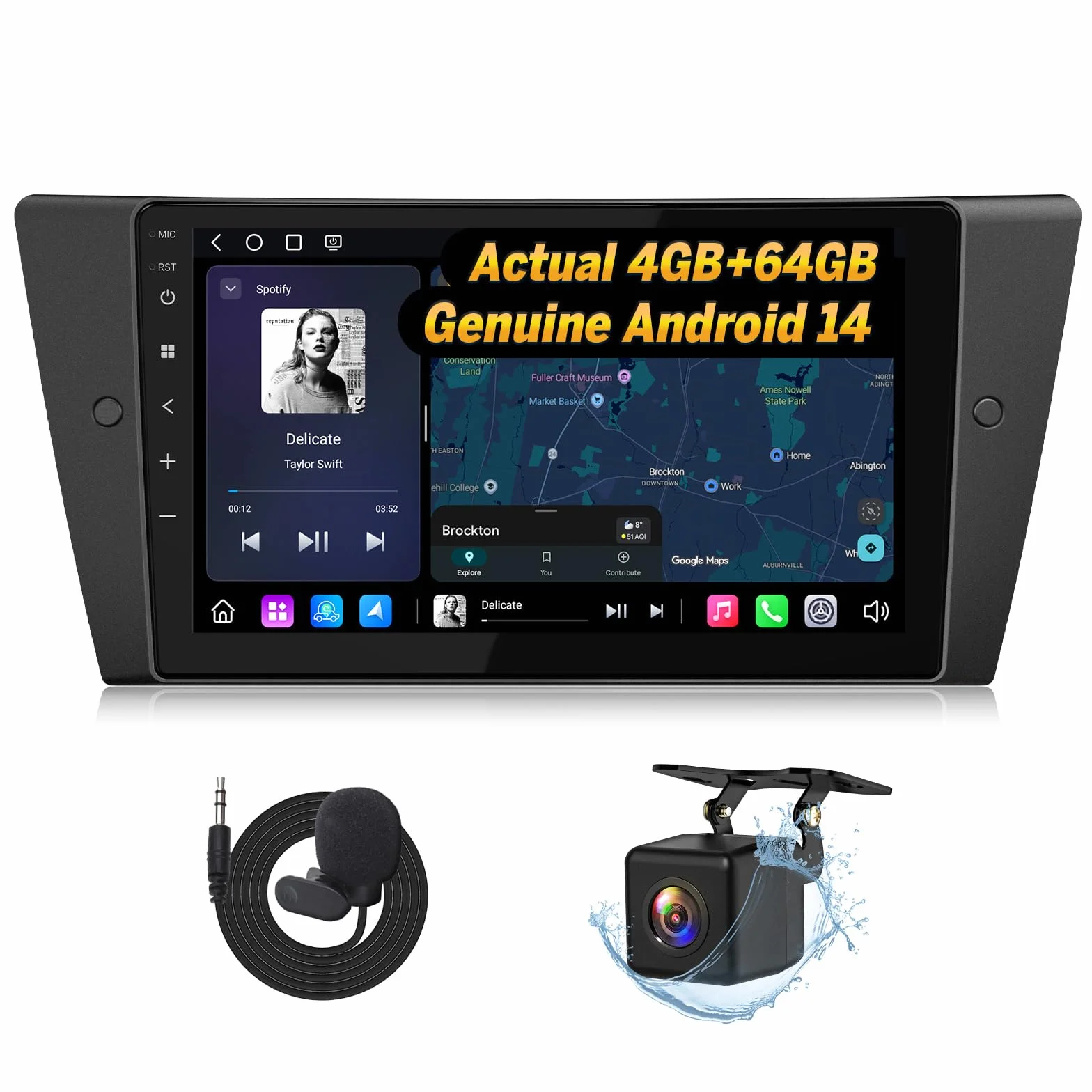 Eonon 9 Zoll Android 14 für BMW 3 E90 E91 E92 E93 (2005-2013) GPS CarPlay Android Auto Bildschirmspiegelung Bluetooth WiFi Radio USB EQ DSP Rückfahrkamera Autoradio E90X7A