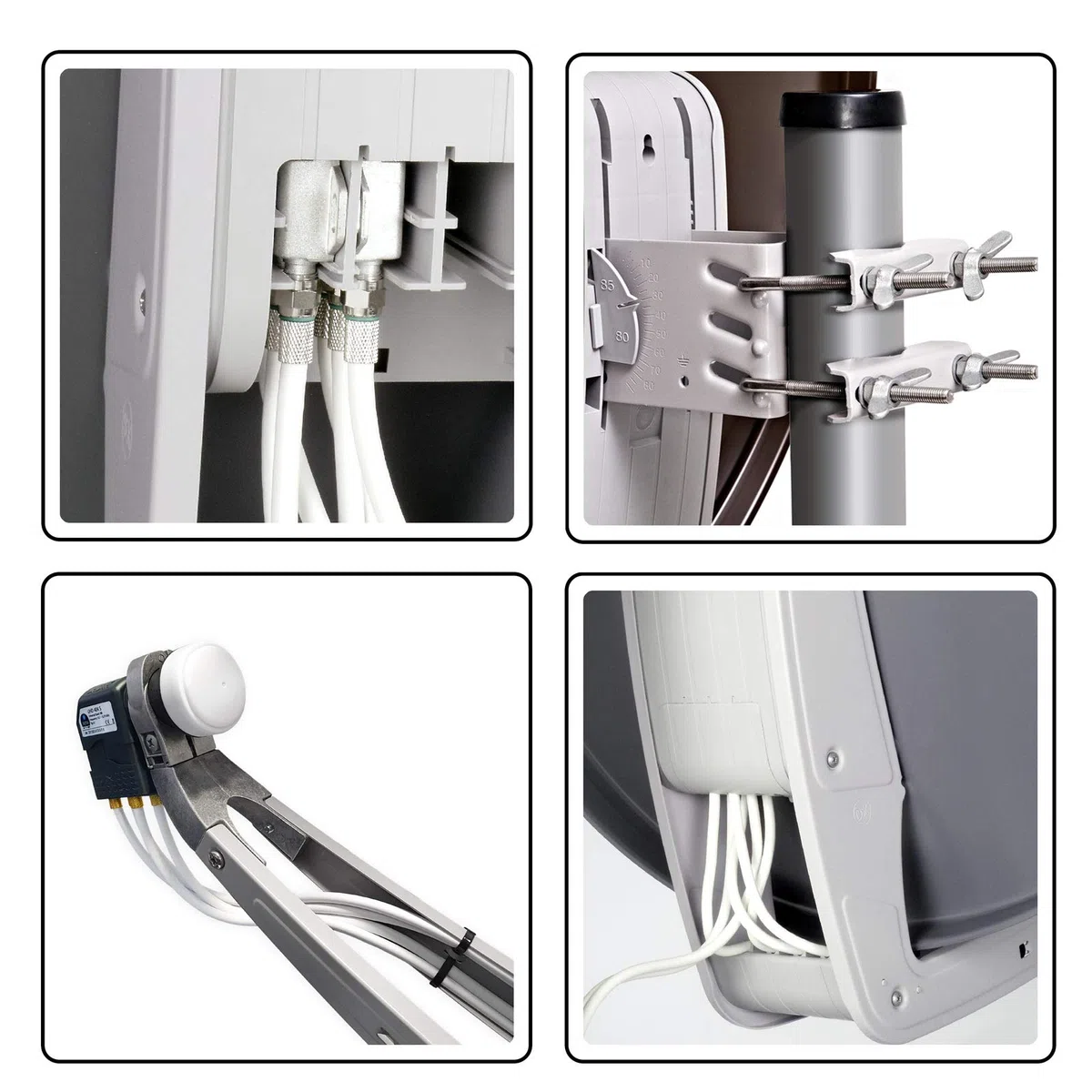 FUBA 78cm für 8 Teilnehmer (Direktanschluss) Digital SAT Anlage DAA780G + Octo LNB weiß 0,1dB Full HDTV 4K 3D + 16 Vergoldete F-Stecker und F- Montageschlüssel gratis dazu