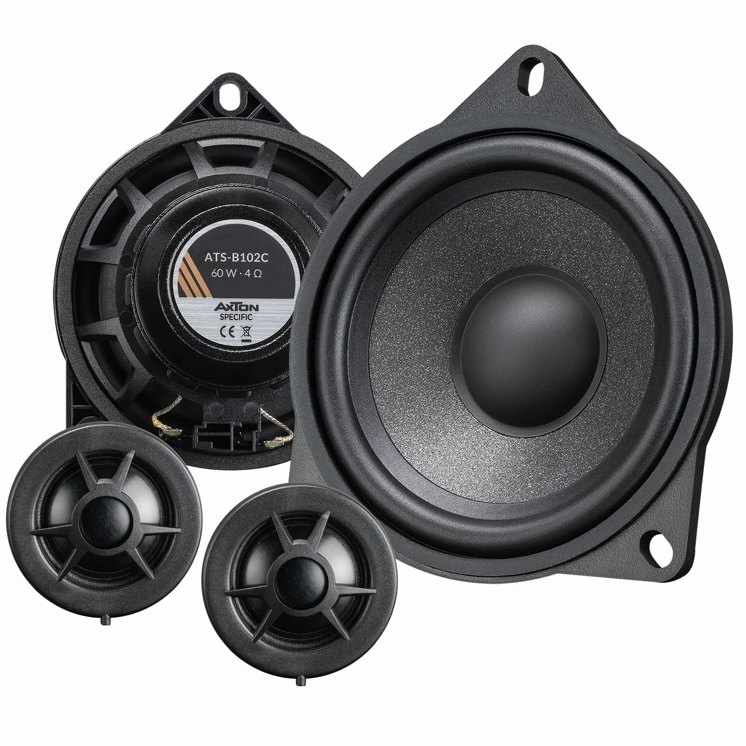 AXTON ATS-B102C – 2-Wege 10 cm Komponenten System, Autolautsprecher kompatibel mit BMW und MINI Fahrzeugen, 60 W RMS, 1 Paar
