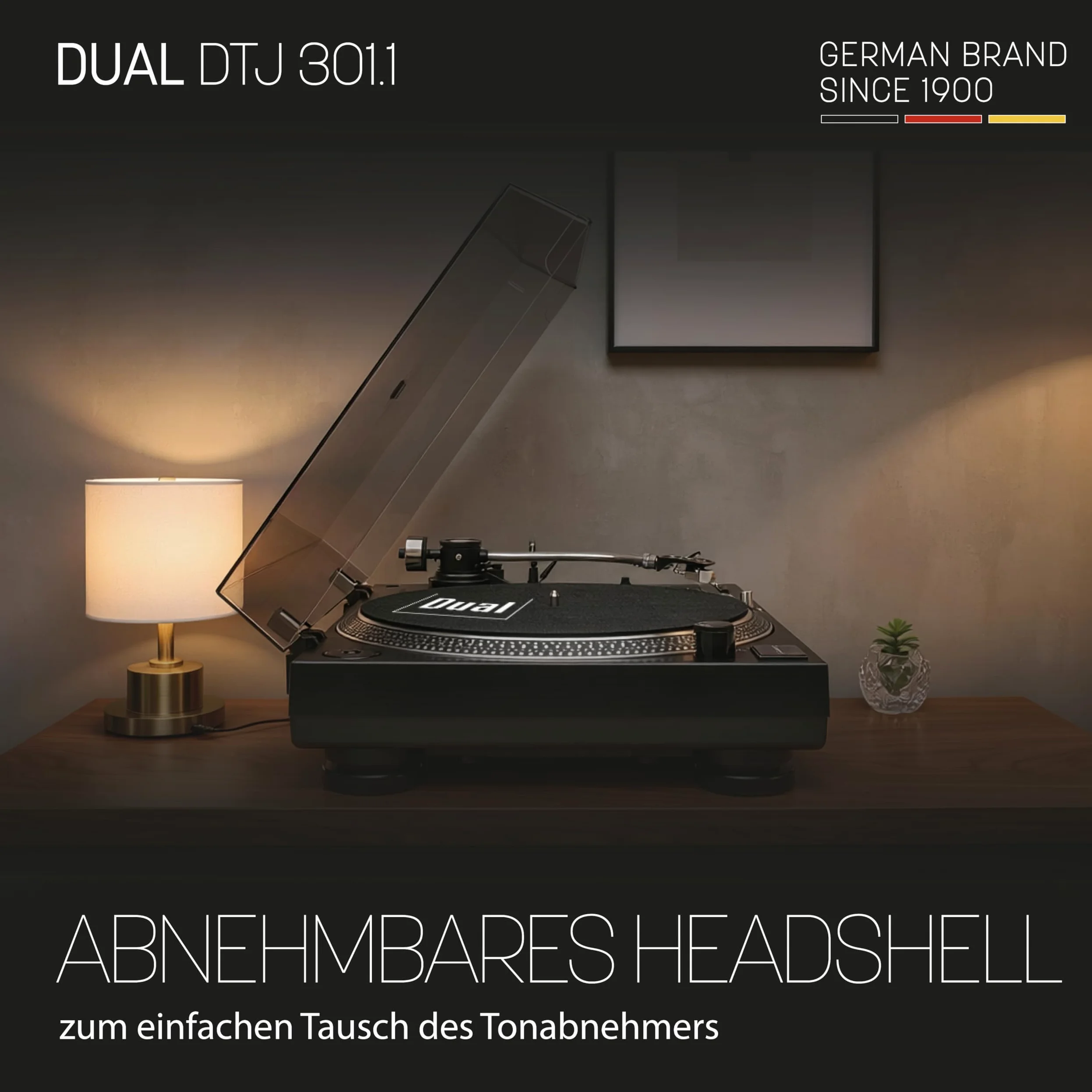 Dual DTJ 301.1 USB DJ-Plattenspieler (33/45 U/min, Pitch-Control, Magnet-Tonabnehmer-System, Nadelbeleuchtung, USB Kabel) schwarz