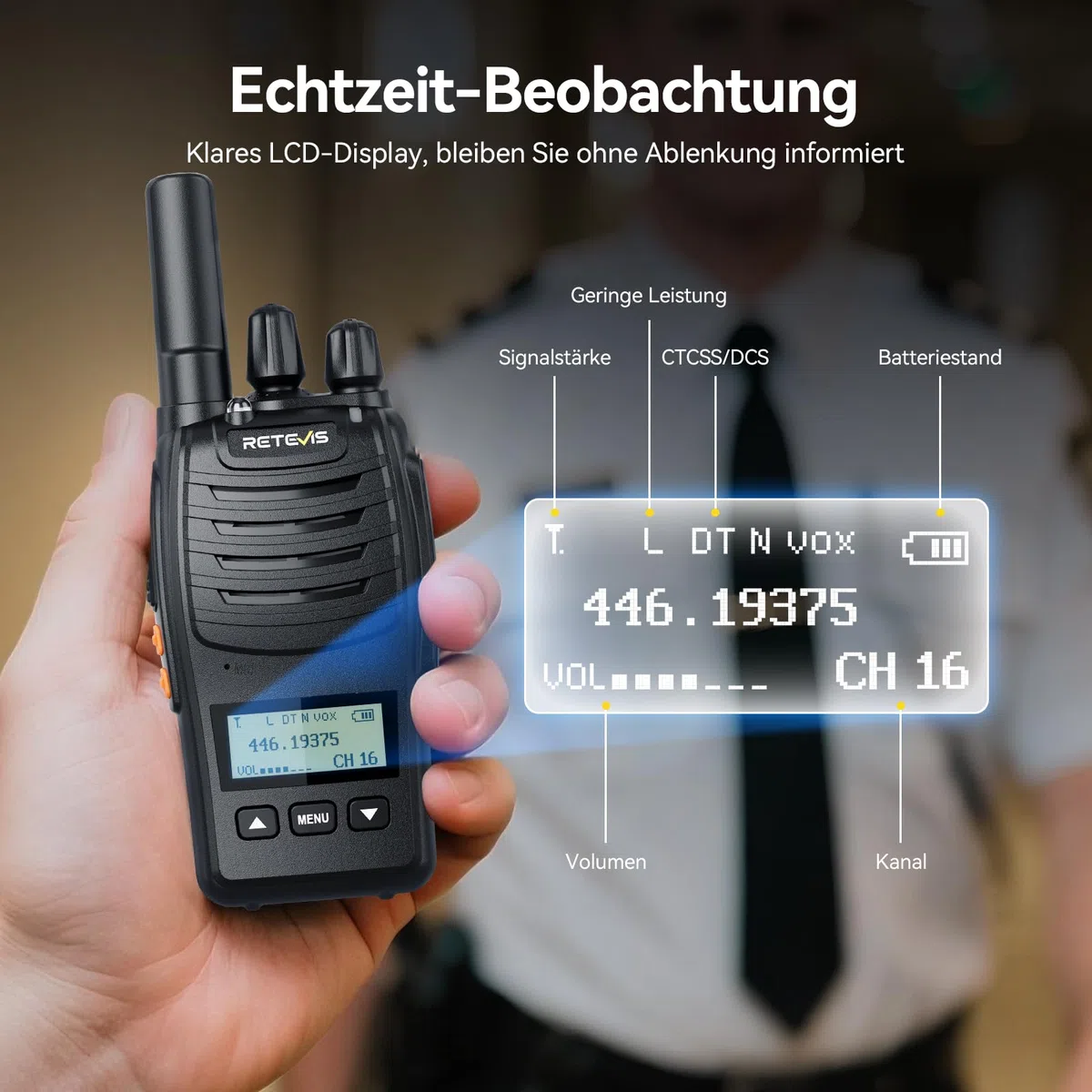 Retevis H777D Funkgeräte Professional, Walkie Talkie mit 10-Wege-Ladegerät, PMR Funkgerät LCD-Display, 1200 mAh Akku, Typ-C-Ladung, Funkgeräte Set mit Headset für Sicherheit, Hotel (10er-Pack)