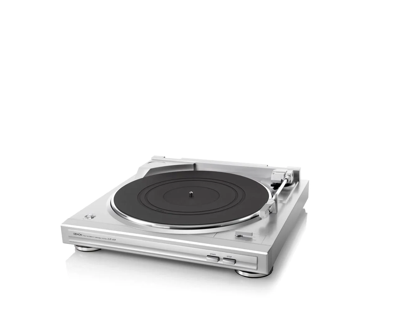 Denon DP-29F Plattenspieler Vollautomatisch mit Riemenantrieb, integriertem Phono-Vorverstärker, MM-Tonabnehmer, Aluminium-Plattenteller, Schallplattenspieler - Silber