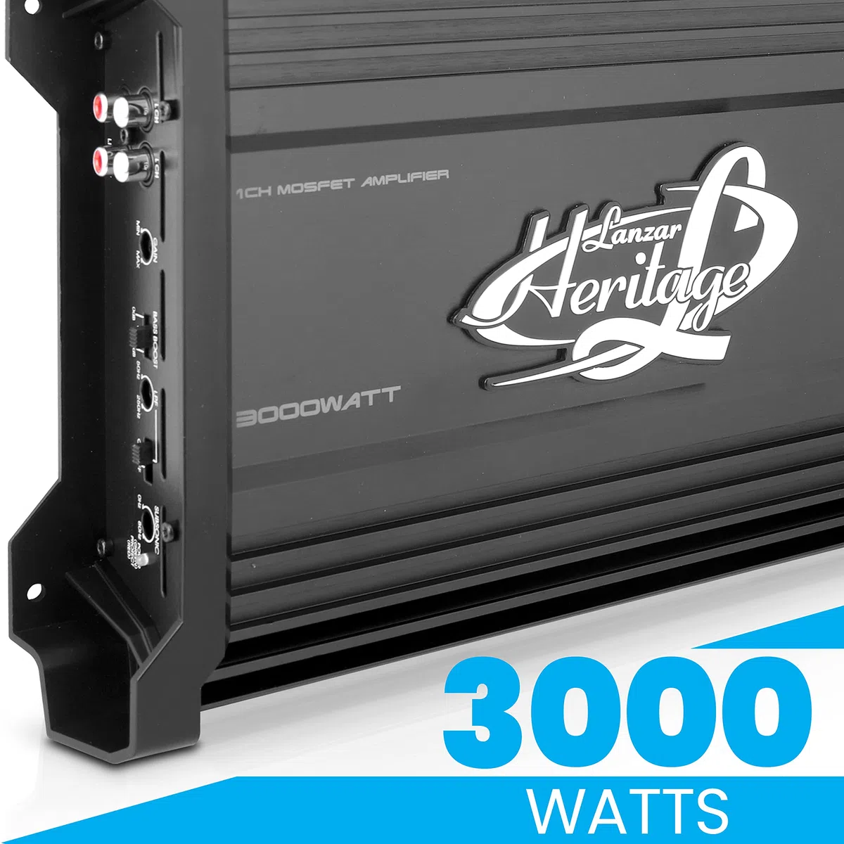 LANZAR 3000 Watt 2 Ohm Stabiler Monoblock-Mosfet-Verstärker Hochleistungs-Auto-Audio-Verstärker mit elektronischem Crossover-Netzwerk, Bass-Boost-Schaltung, Tiefpass-Filtersteuerung und