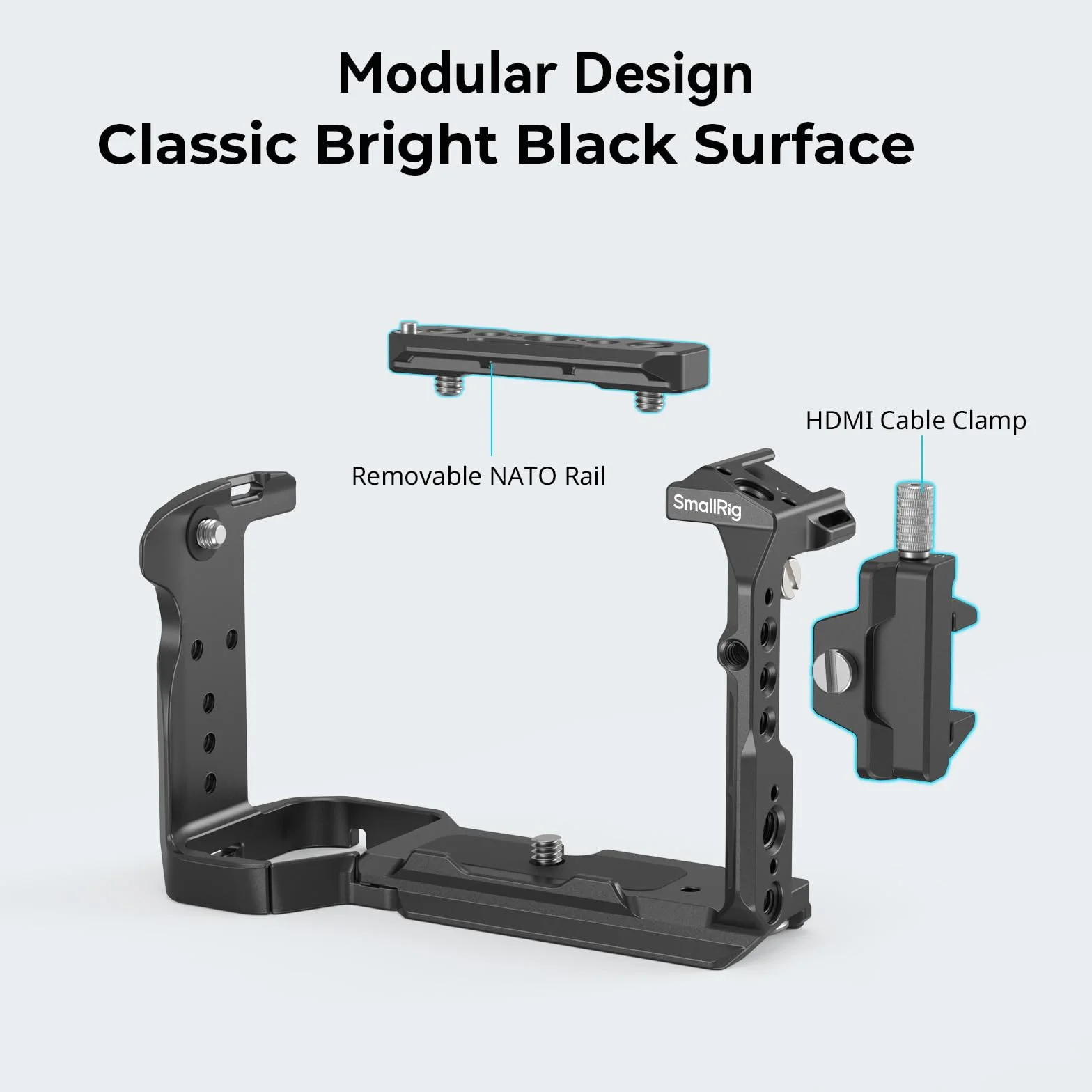 SMALLRIG Cage für Sony FX30 FX3 mit HDMI-Kabelklemme, Klassisch Hellschwarze Oberfläche, Inklusive Kaltschuh und NATO-Schiene, Modulares Design, Kompatibel mit Original-XLR-Griff - 4183B