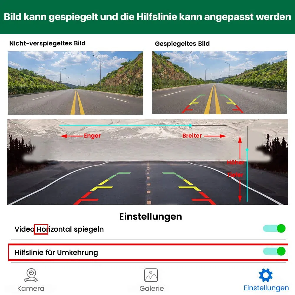 WiFi Rückfahrkamera, 5G 720P HD Auto Rückfahrkamera für iPhone iPad Android Smart Phone Tablet mit 170 Grad Weit Betrachtungswinkel
