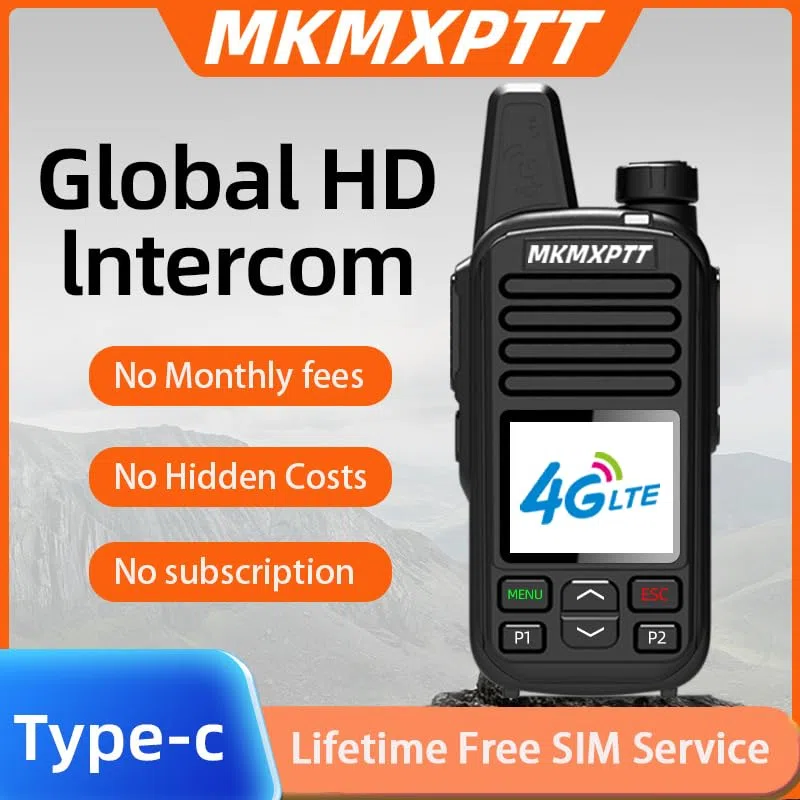 Global Lifetime Free Walkie Talkies MKMXPTT Globales 2G/4G Xin-POC Funkgerät, unbegrenzte Reichweite, Bluetooth, WLAN, SIM-Karte, 8000 km, für Polizei & Flotten, tragbares Verwaltungsplattform-Modul