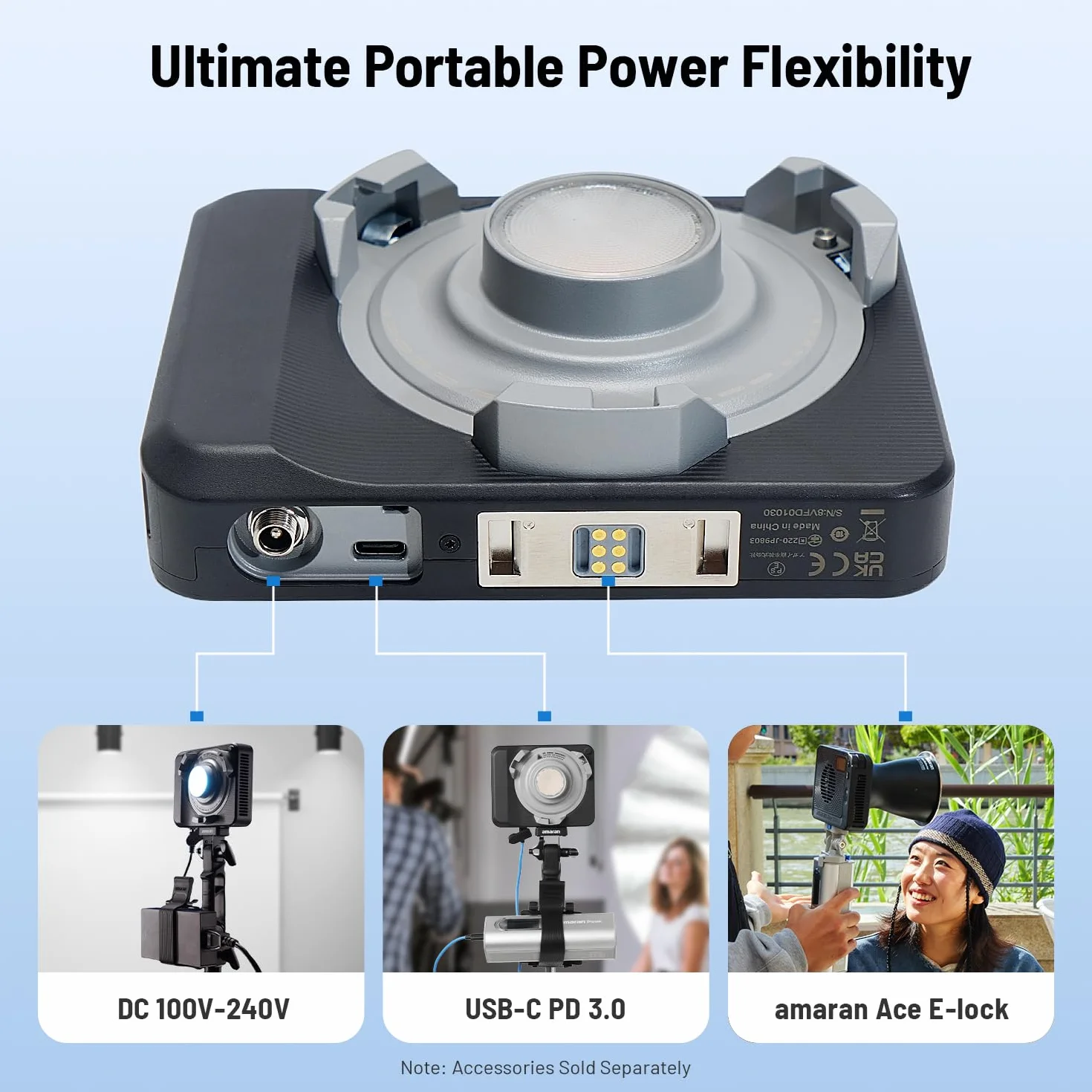 amaran Ray 120c 120 W Ultra-kompakte Voll-Farb-COB-Leuchte mit Bowens-Mount, USB-C PD & Ace E-Lock, IP54