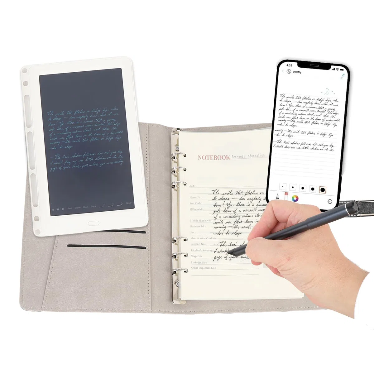 GOWENIC Digitaler Smart Pen mit Notizbuch |OCR-Smart-Schreibtafel-Set für Echtzeit-Zeichnungsnotizen (Black)
