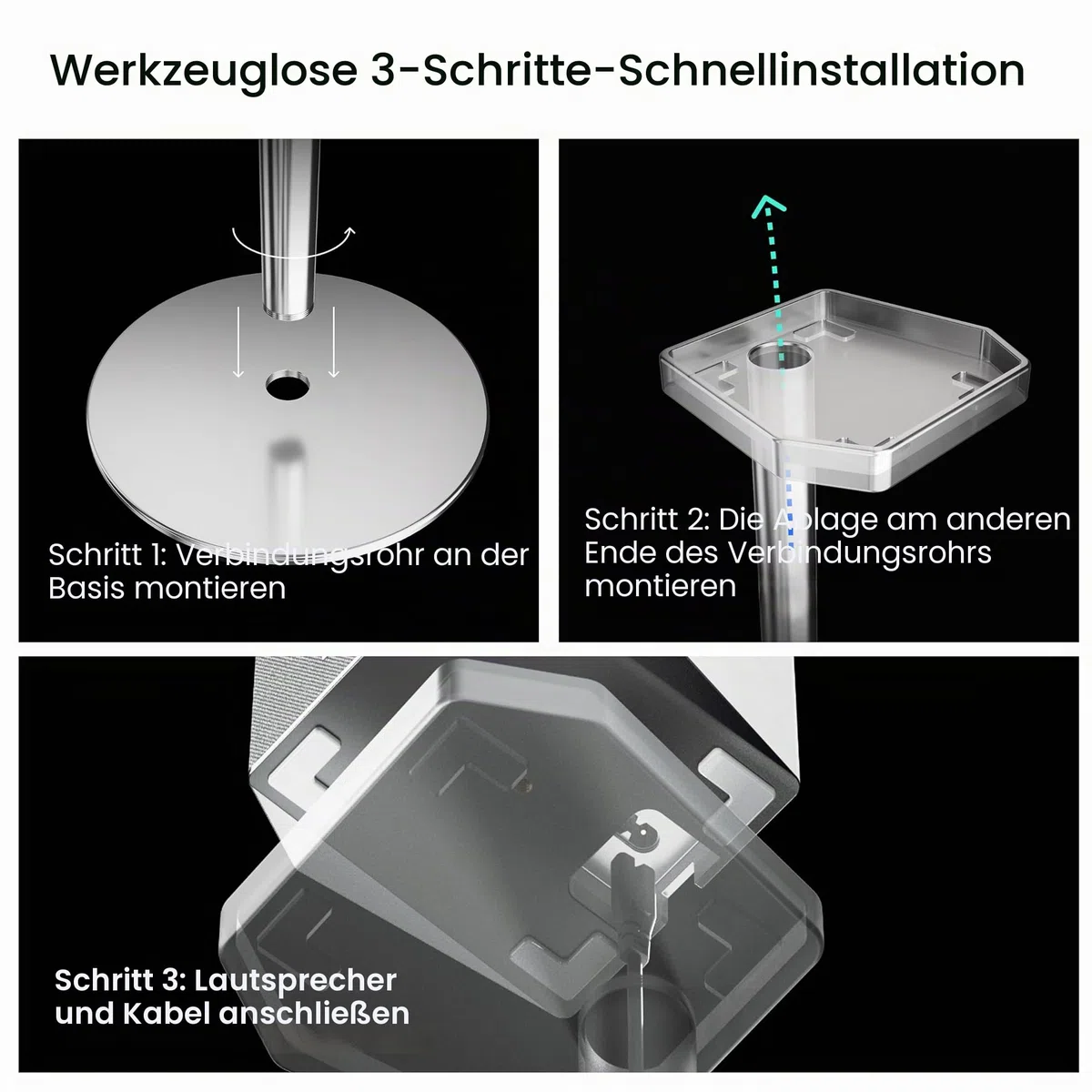 AWOL VISION ThunderBeat 5.5.2 Bodenständer 2er-Pack – Spezielle höhenverstellbare Lautsprecherständer für 5.5.2-Surround-Systeme, stabile Basis & maßgefertigtes Design (max. 4 kg Belastung)