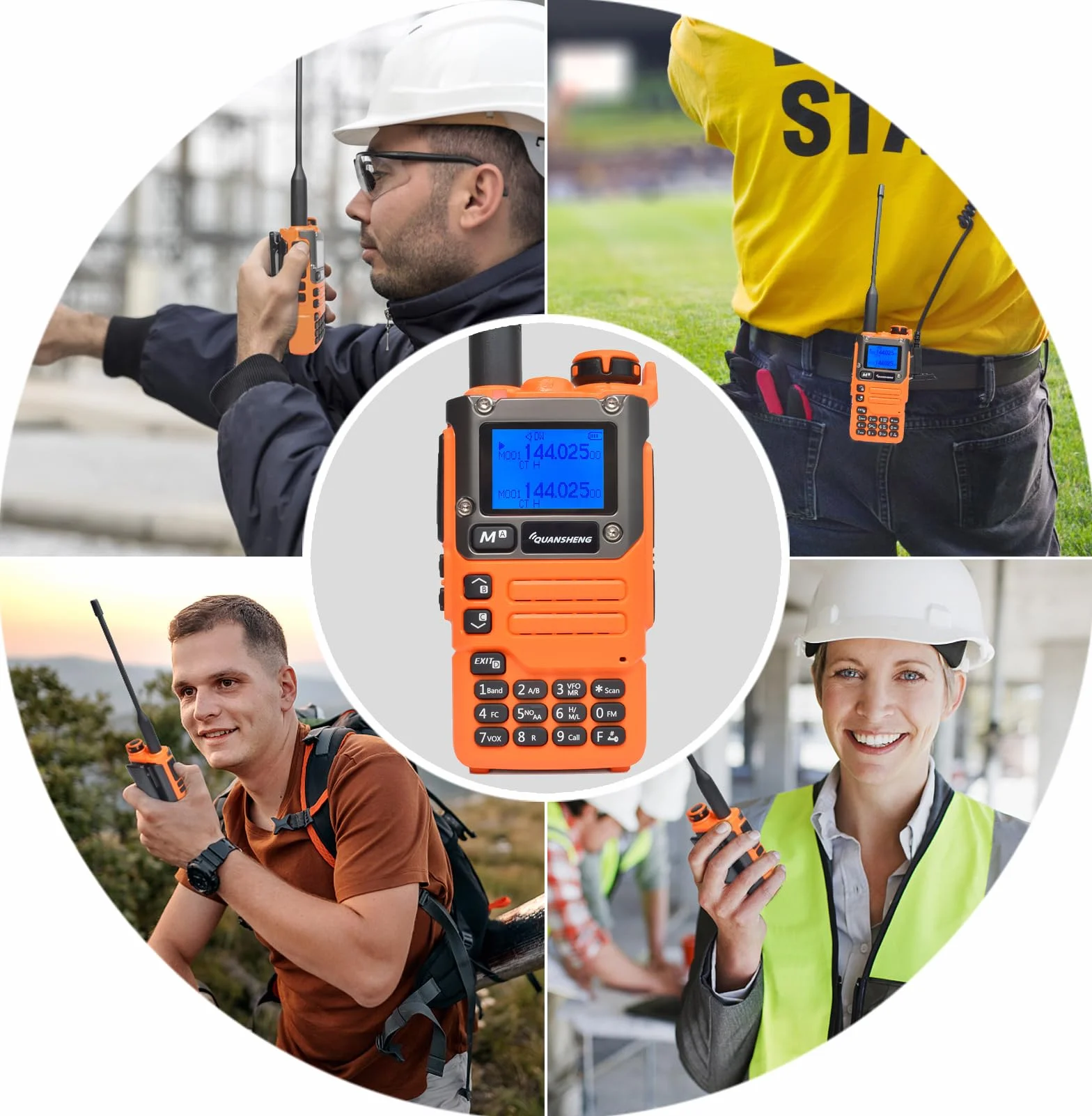 QUANSHENG UV-K6 Funkgerät 5W Walkie Talkie großer Reichweite Wiederaufladbare Handfunkgerät für Erwachsene Polizei Radio mit FM, NOAA, Typ-C Ladung, 200 Kanäle (UA-K6 mit Halterung)