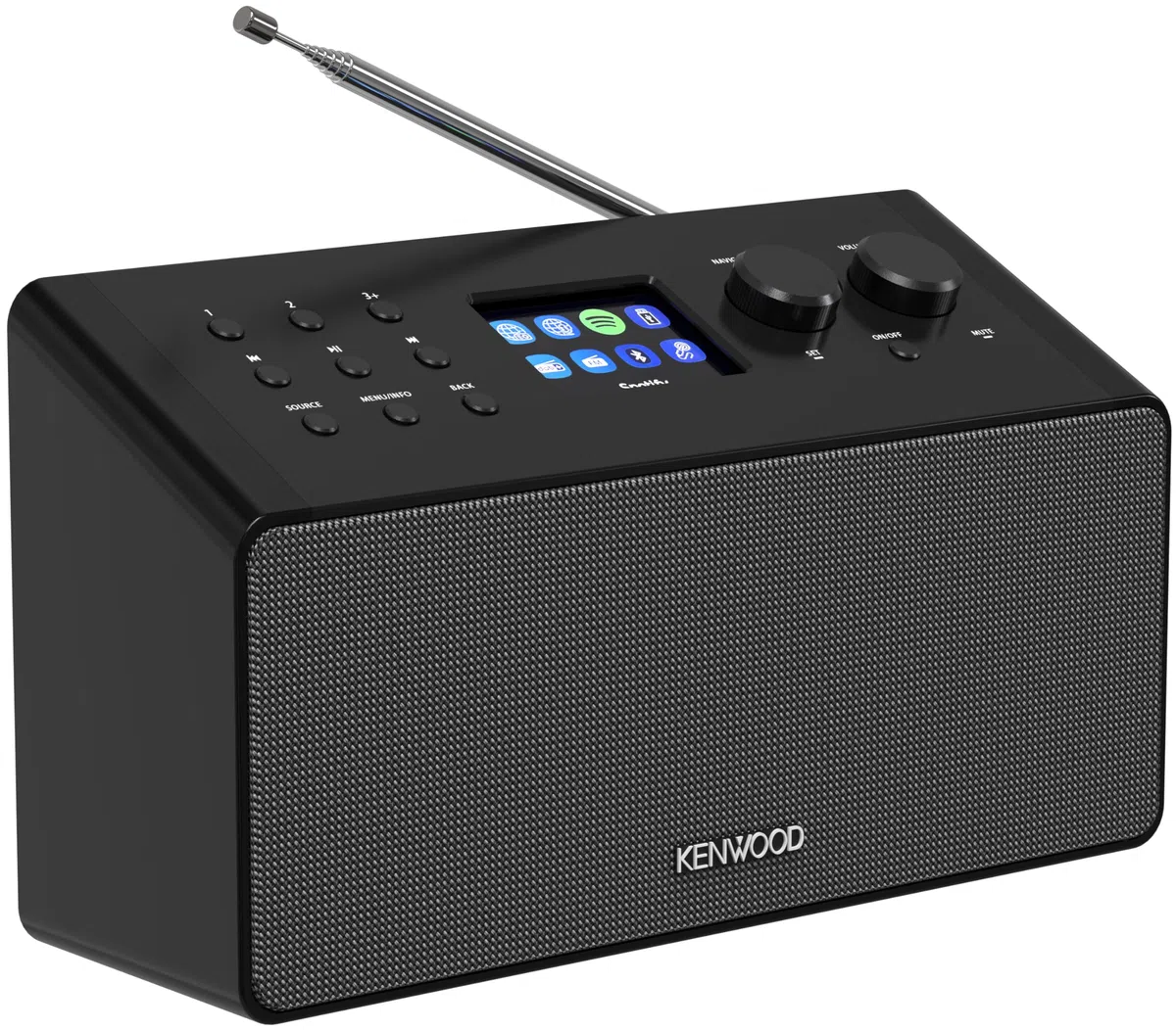 Kenwood CR-ST90S - Smart-Radio mit Li-Ionen Akku, 2,4" Farbdisplay, WiFi Internetradio, DAB+, UKW, Spotify, Bluetooth, 10 W RMS Stereo, USB, AUX-In, USB-C, Bassreflex, OKTIV App, Schwarz