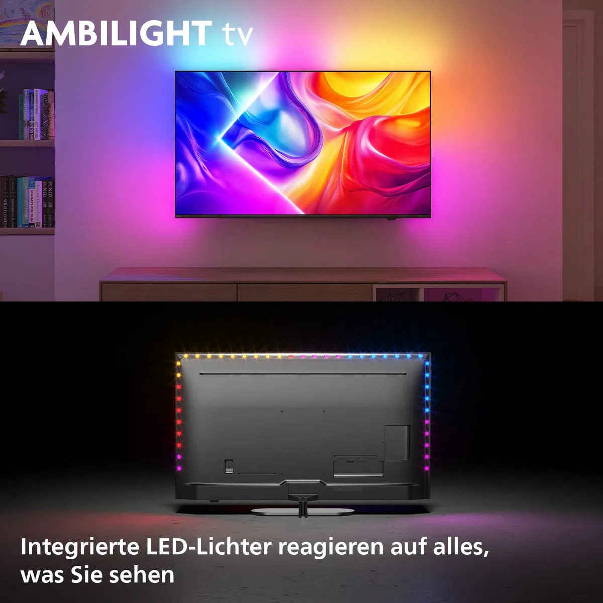 Philips Ambilight 'The One' 50PUS9000 4K QLED Smart TV - 50 Zoll Display mit P5 Perfect Picture Engine Ultra HD, Titan OS, Dolby Vision und Dolby Atmos Sound
