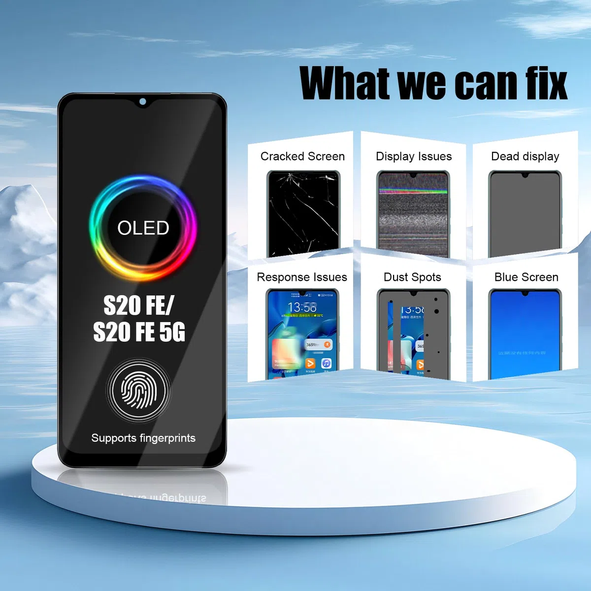 DTD OLED Bildschirm für Samsung Galaxy S20 Fe/S20 Fe 5G LCD Display Ersatz Digitalisierer Touchscreen (6,5 Zoll, Schwarz mit Rahmen) Fingerabdruckerkennung Wird unterstützt