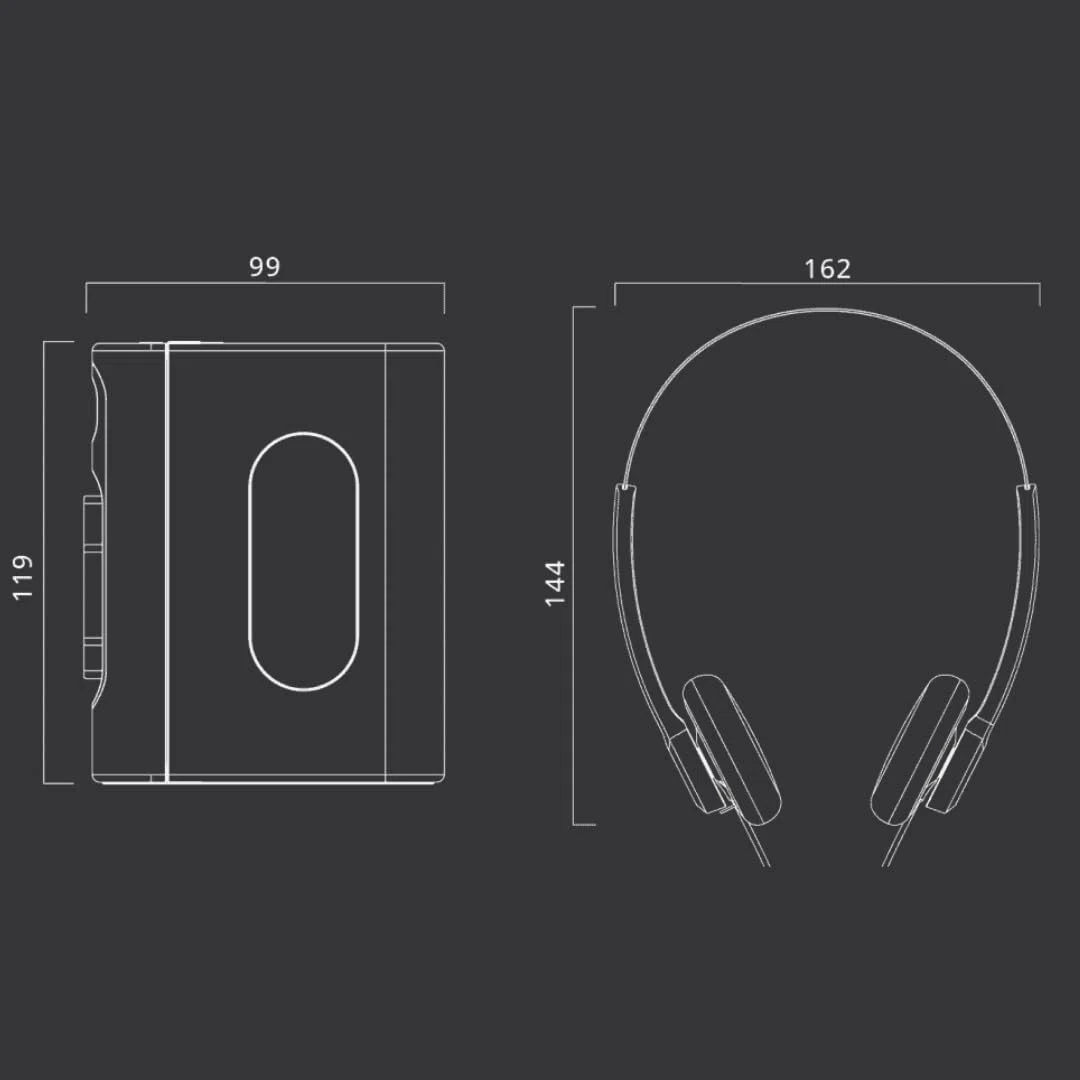 M-136 WM Tragbarer Kassettenspieler mit Bluetooth-Sender, USB-C Akku, 3,5-mm-Klinke, Stereo-Kopfhörer, 5 Std. Wiedergabe