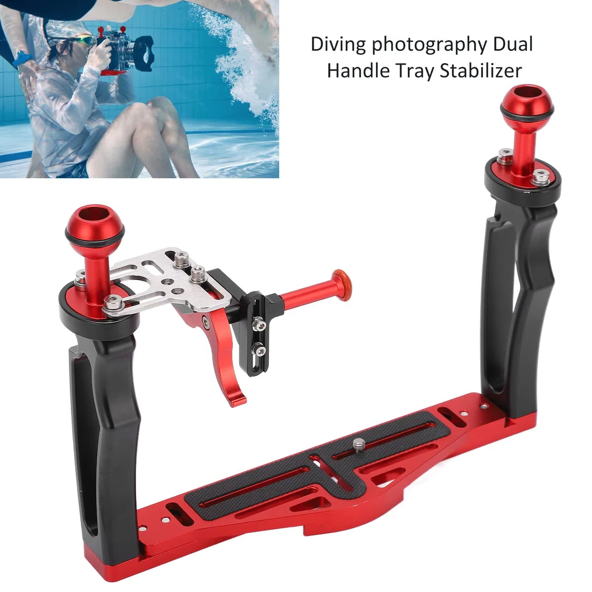 Unterwasserkamera-Gehäuseschale mit Doppelgriff-Stabilisator-Rig und Auslöser Zum Tauchen, Doppelgriff-Stabilisator mit Aluminiumlegierungsmaterial