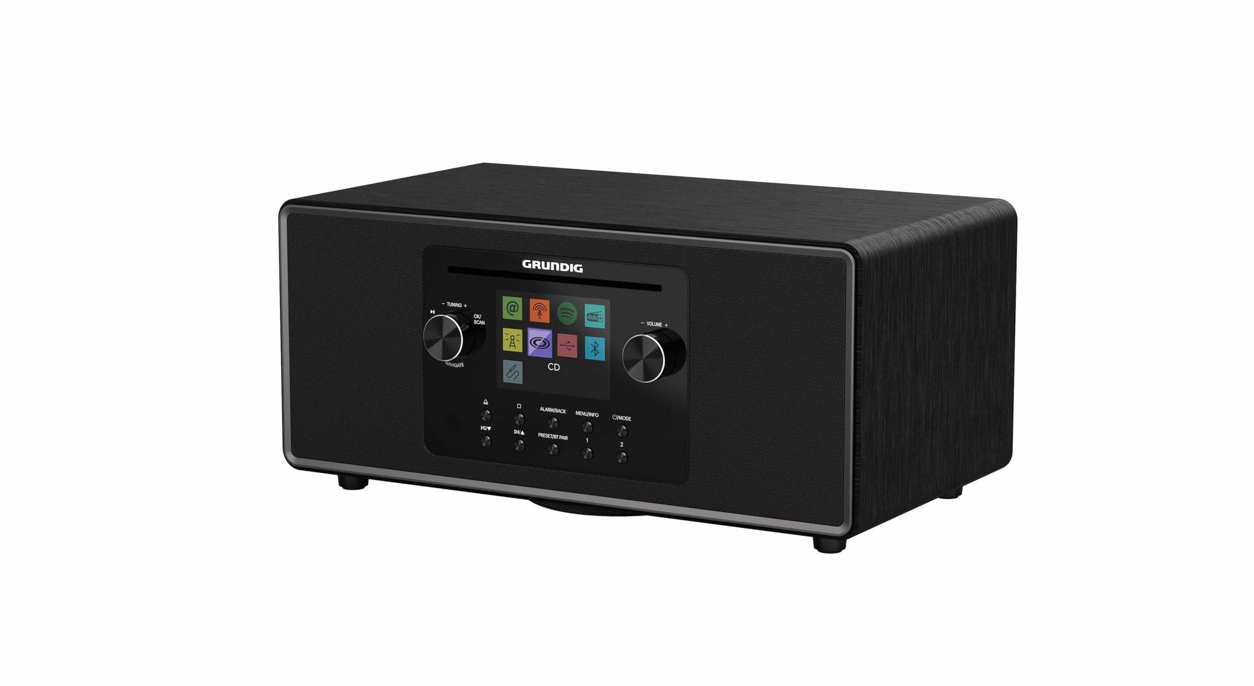 Grundig DTR 7100 All-In-One Internet- und Digitalradio DAB+, FM, 2.1 Radio mit Subwoofer, 42 W RMS, CD Laufwerk, USB, Spotify Connect, Alarmfunktion, Einschlafautomatik, Farbdisplay, Schwarz