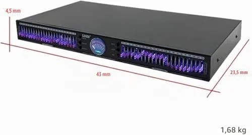 22-Band Stereo Graphic Equalizer mit zwei Kanälen, 10 voreingestellten Effekten und Rauschunterdrückung für HiFi Home Audio und Aufnahmestudios