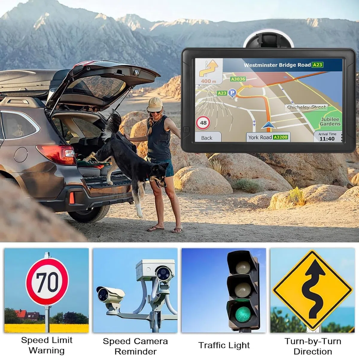 22,9 cm (9 Zoll) GPS-Navigator für Auto, Neueste 2026 Karte, Touchscreen, GPS-Navigationssystem, LKW, GPS, Sprachführung und Radarkamera-Warnung, GPS, Spurführung, lebenslange Live-Karten-Updates