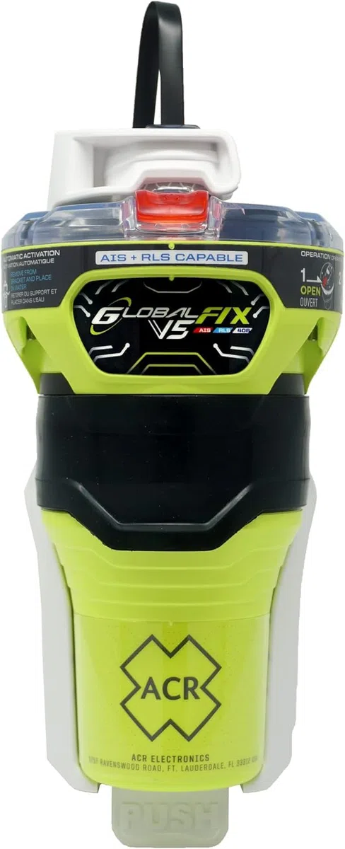 ACR GlobalFix V5 EPIRB AIS – 406 MHz SOS GPS + AIS-Mob-Alarm, RLS, Mobile App, Cat-2-Halterung mit manueller Auslösung (2852), 121,5 MHz Signal, ohne ABO, Maritime Notfunkbake UK