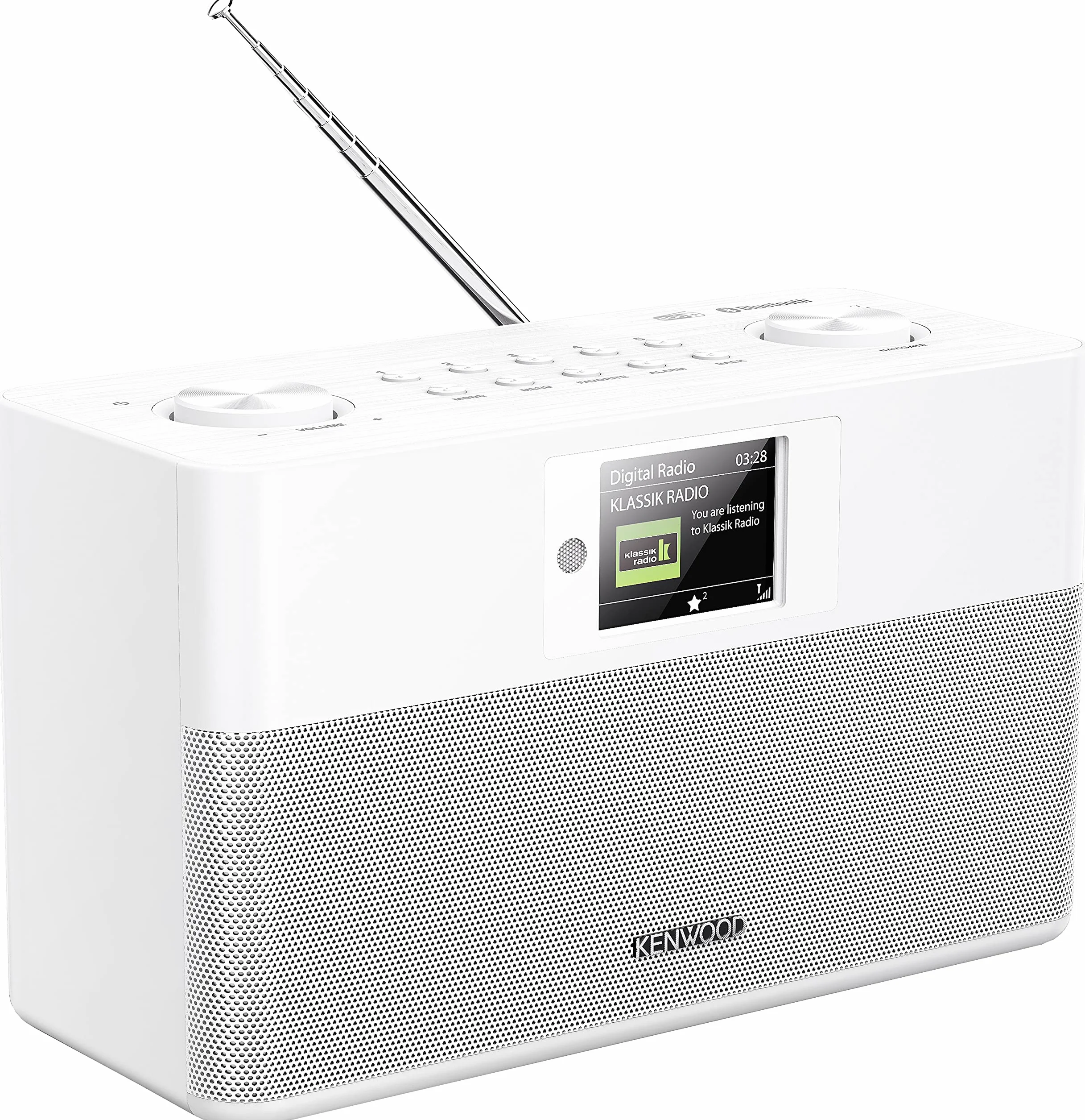 Kenwood CR-ST80DAB-W Stereo-Kompaktradio (2 x 10 W RMS, Bassreflex Lautsprecher DAB+, UKW, Bluetooth, Weckfunktion, Sleeptimer, TFT-Farbdisplay, Fernbedienung)