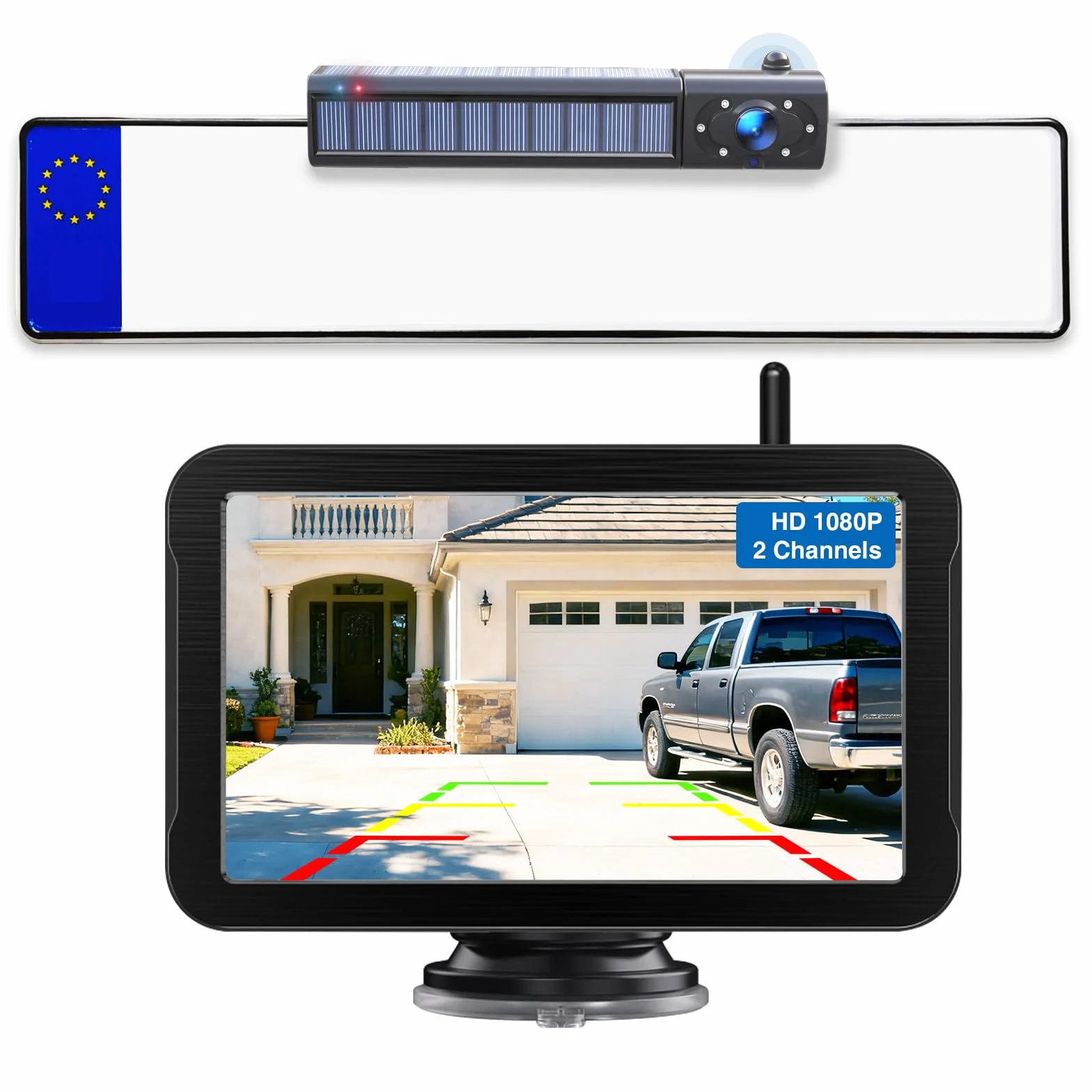 PARKVISION Kabellose Rückfahrkamera Solar + 5000mAh Akku | Weitwinkel Nachtsicht | Einparkhilfe für Wohnmobile, LKW, SUV | Einfach DIY Nachrüstung