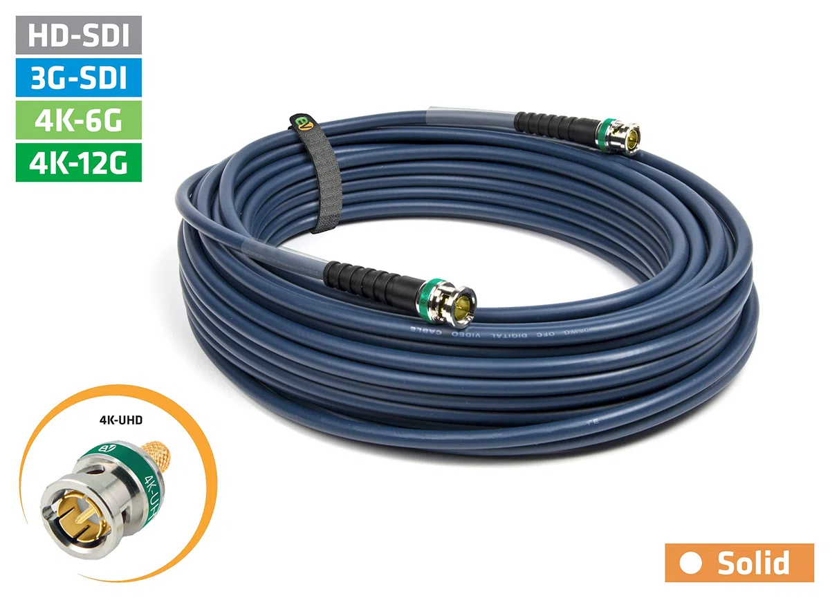 Emelec VíasCom EQ3006A/0300-30,0m Videoanschluss 4K-UHD 12G-SDI (0,80/3,75/6,00) mit BNC 4K-UHD - Unifilar Leiter - Blau - Flexible PVC