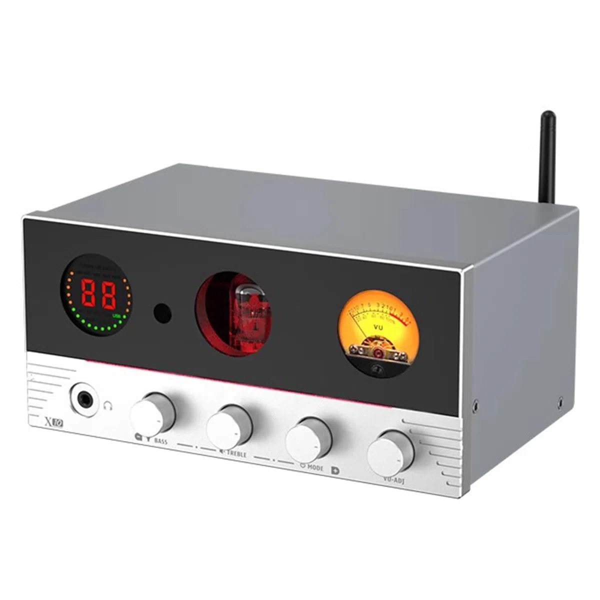 Röhren-Kopfhörerverstärker, HiFi-Audio-Verstärker mit Bluetooth 5.4, 2.1-K, VU-Meter, Höhen-Bass-Anpassung, Fernbedienung, 3,5-mm-Buchsen, unterstützt 16-300 Ohm