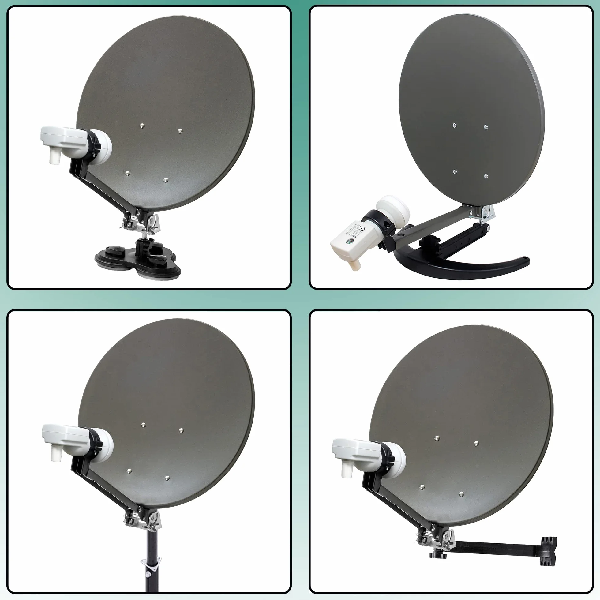 XORO 38,5 cm Camping Satellitenantenne MCA 38 HD Set, inkl. FullHD DVB-S2 Receiver, Single LNB mit integriertem Satfinder, 10m Kabel, Halterungen, im Hartschalenkoffer