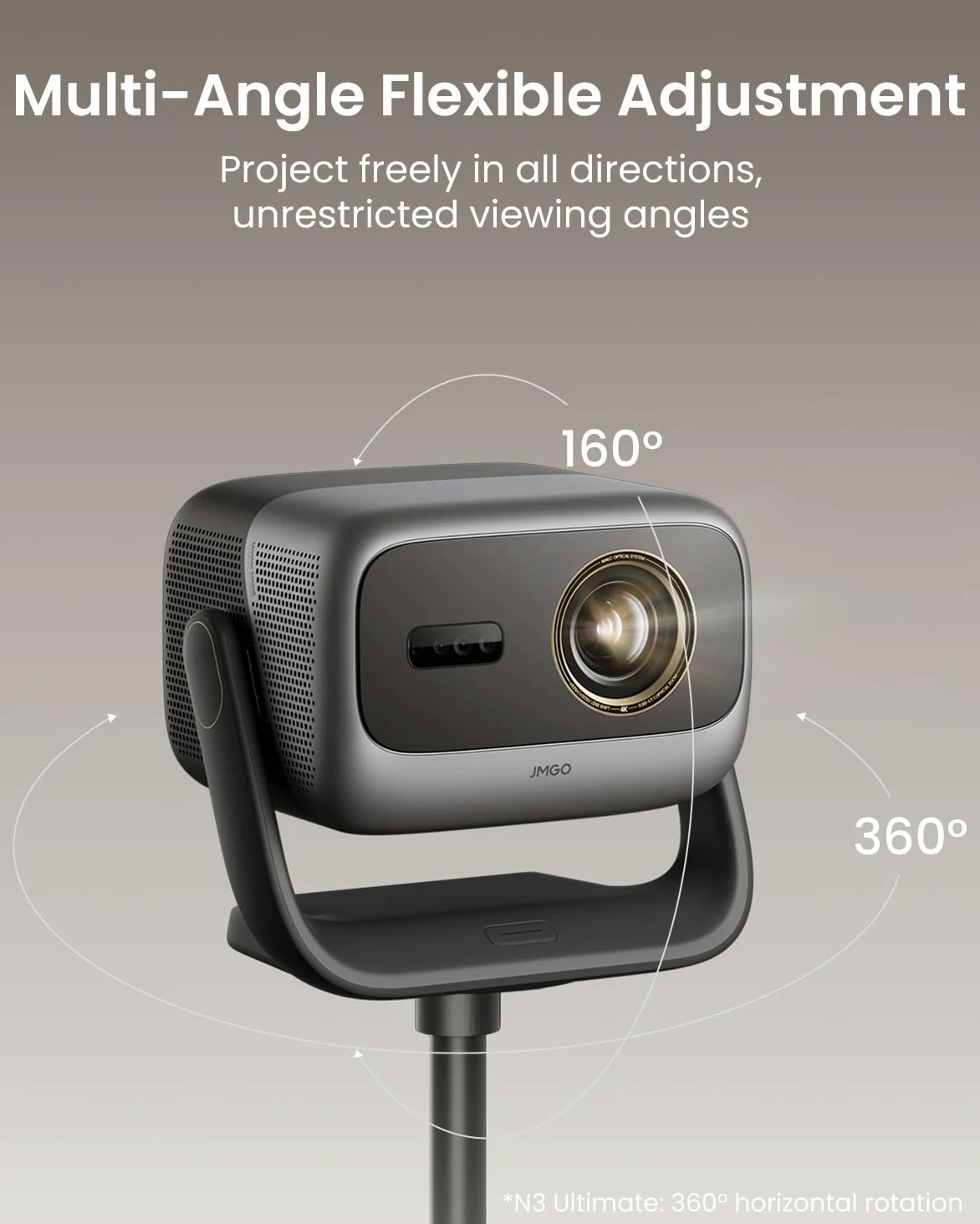 JmGO N3 Ultimate Bodenständer, Original X-Gimbal Projektor Ständer mit Kabelmanagement, 360° Drehbar, Robuste Metallkonstruktion, Rutschfeste Basis, Passgenau N3 Ultimate
