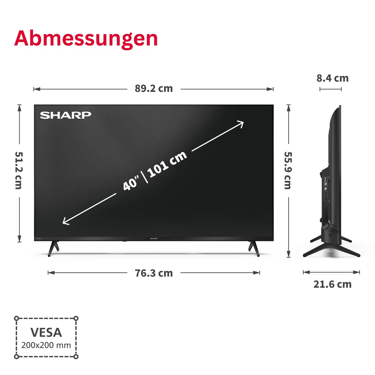 Sharp 40HE3745E QLED Fernseher 40 Zoll Smart TV Powered by TiVo - HDR Fernseher mit Full HD Auflösung und Triple-Tuner, QLED TV (2026)