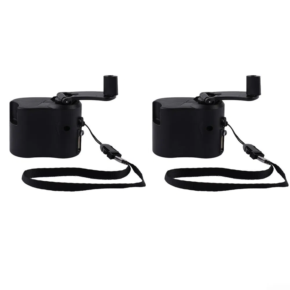 2 x USB-Handkurbel-Telefon-Ladegerät, manueller Dynamo zum Laden, perfekt für Notfälle und Outdoor-Aktivitäten