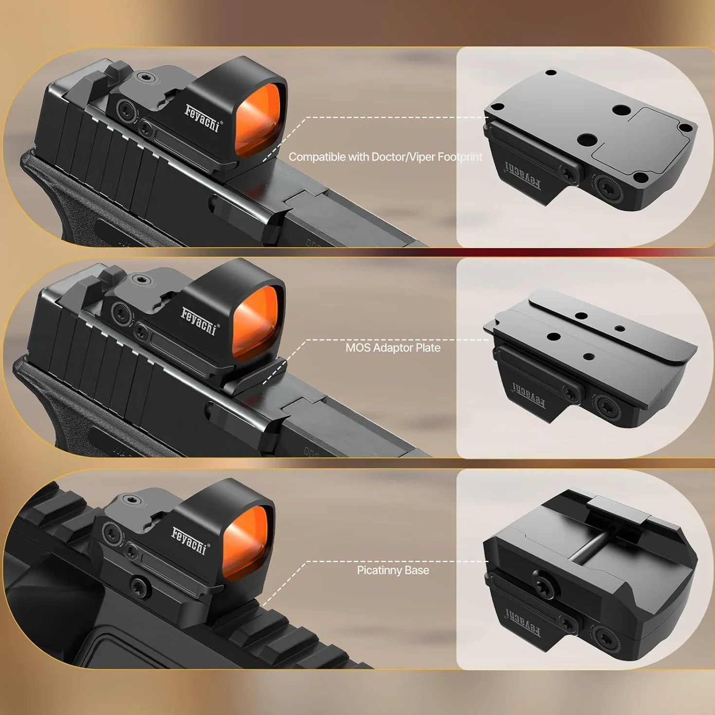 Feyachi RDS-59 Red Dot Visier für Pistole 3 MOA Micro Handgun Rotpunktvisier Zielfernrohr Mini Visier mit Adapterplatte für MOS & Picatinny-Montage