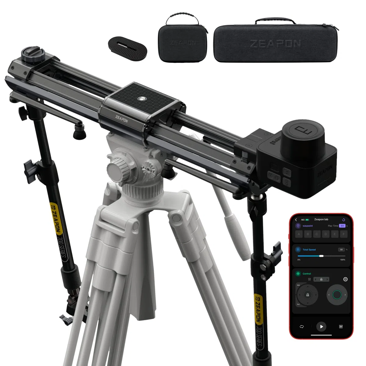 Zeapon Micro 3 E700 Doppelter motorisierter Kamera-Schieberegler, 42''/107cm Verfahrweg, DSLR-Schieberegler mit Tragetasche, Motor-Schnellschaltung, 10-26Lbs Nutzlast