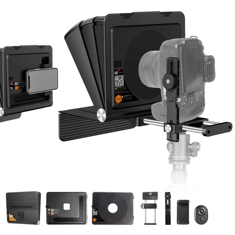 LENSGO TC7 II Faltbarer Teleprompter für Kamera/Smartphone – tragbar, Bluetooth-Fernbedienung, hochauflösendes Display, universelle Kompatibilität (Universalversion für Kameras)